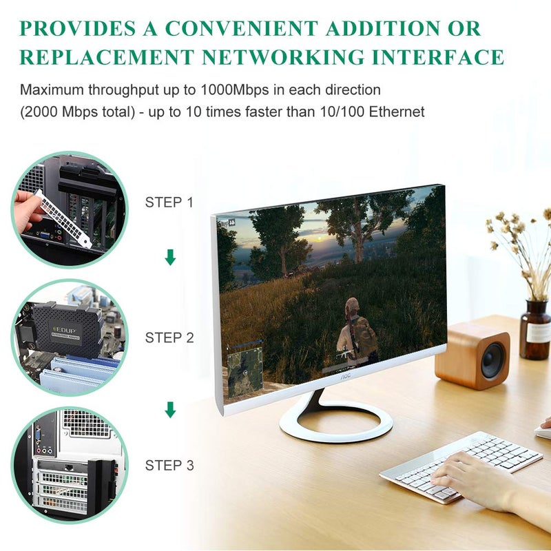 EDUP Gigabit Ethernet PCI Express Network Card, 10/100/1000Mbps RJ45 LAN Adapter Converter, PCIE Network Adapter, Ethernet Card for Desktop PC, Support Windows 11/10 /8.1/8/ 7/2000/ XP/Vista - Image 5